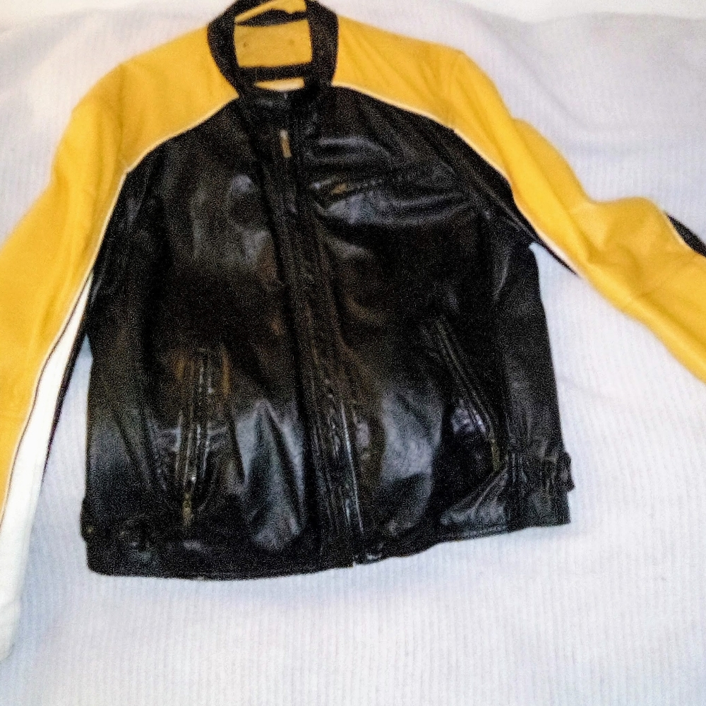 Wilson's leather black and yellow jacket